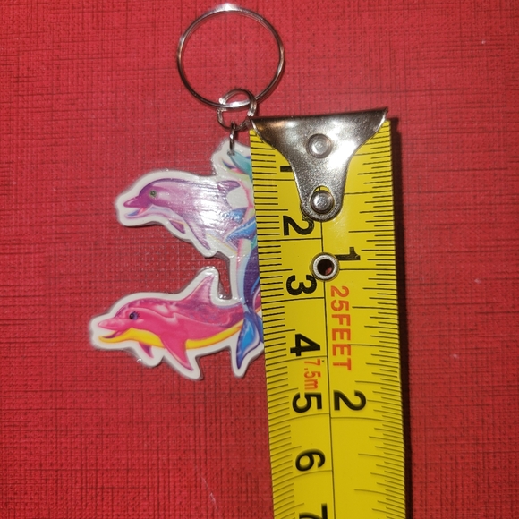 Handmade Lisa Frank Inspired Keychain with Blue, Purple, & Pink Triple Dolphins - Picture 3 of 6